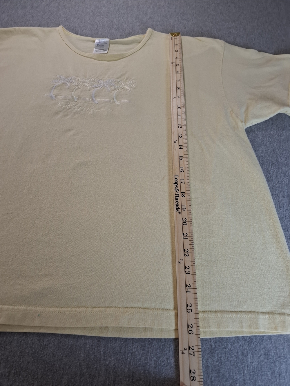90's Yellow Palm Embroidered Short Sleeve Tee Size XXL - Picture 5 of 8